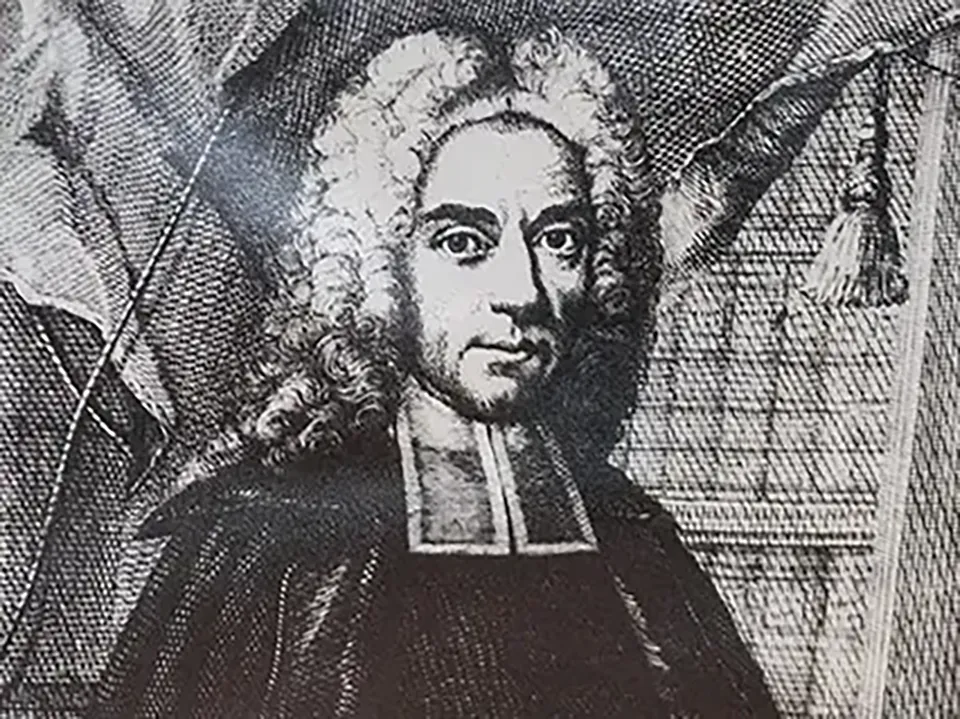 zeigt eine Zeichnung von Lukas Backmeister, dem Namensgeber der Schule.